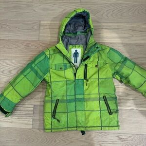Firefly Youth S Snow Snowboarding Ski Jacket Coat Aquabase Elite Green Gray Hood
